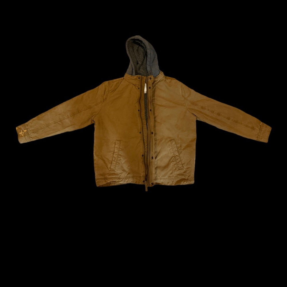 American Eagle Workwear Jacket  Full-Zip Fleece Hood Mock Neck Brown Mens XL